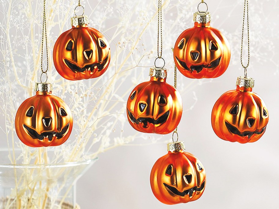 set of 6 mini jack-o-lantern ornaments