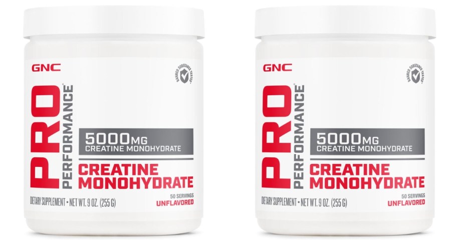 2 white containers of GNC Pro Performance Creatine Monohydrate