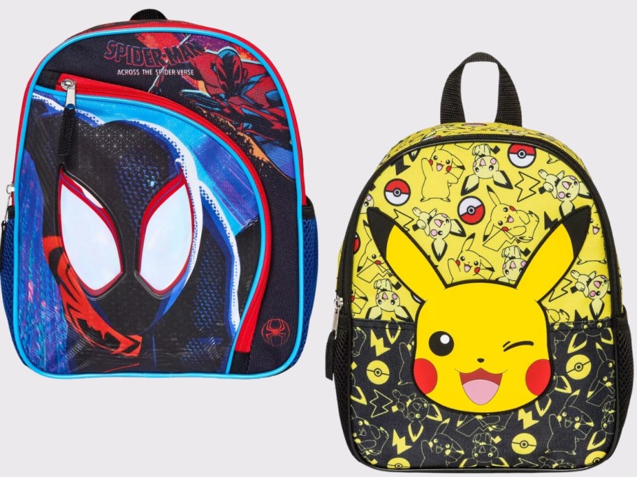 Spiderman and Pokemon kid's backpacks