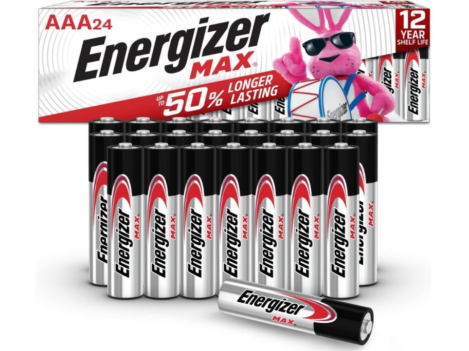 pack of 24 Energizer Max AAA Batteries with batteries in front of box