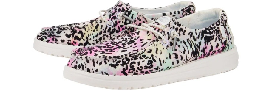 pair of multicolor leopard print sneakers