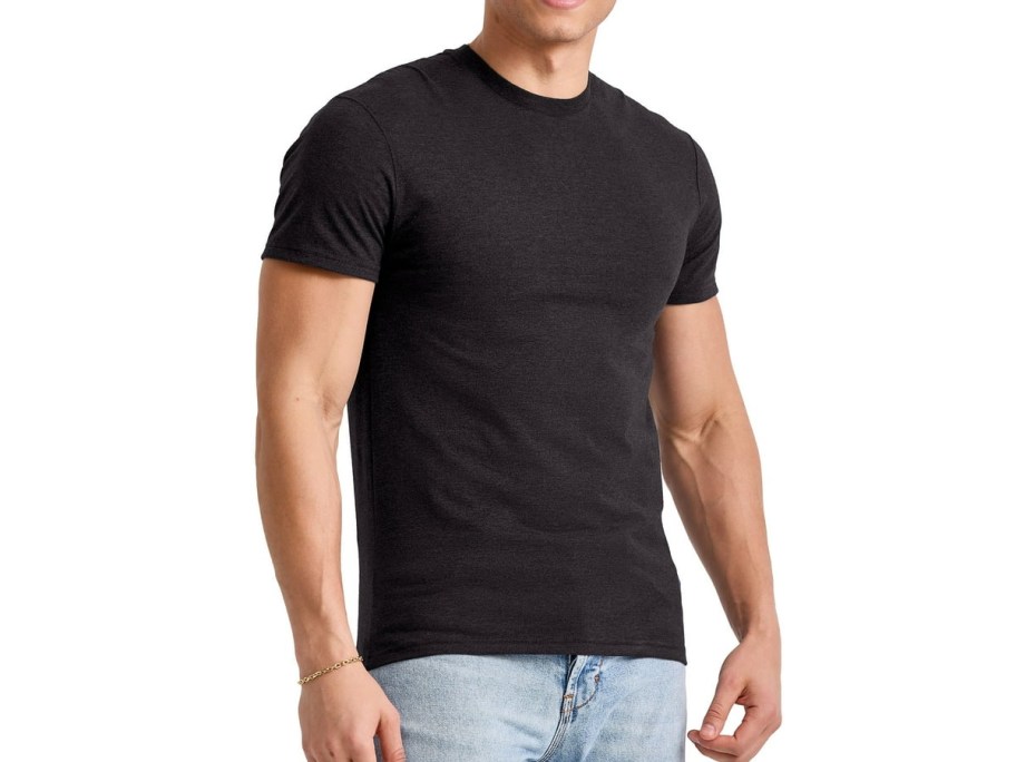 man wearing Hanes Originals Mens Cotton T-Shirt