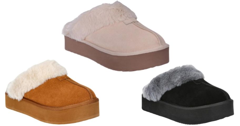 three platform clog slippers