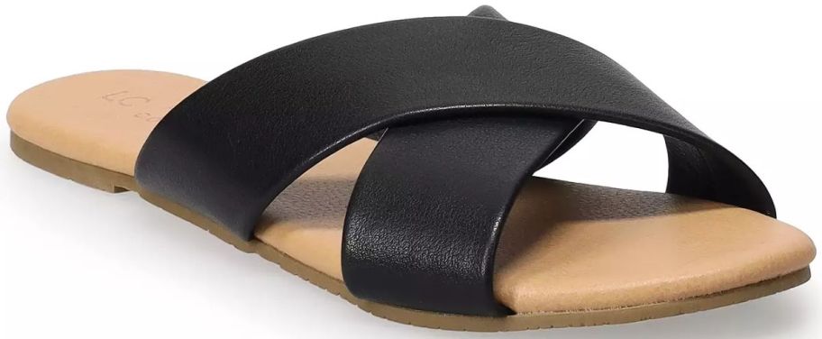a black slide sandal