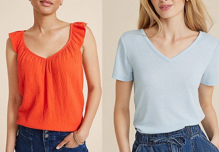 Mauriece women tops in colors blue and orange