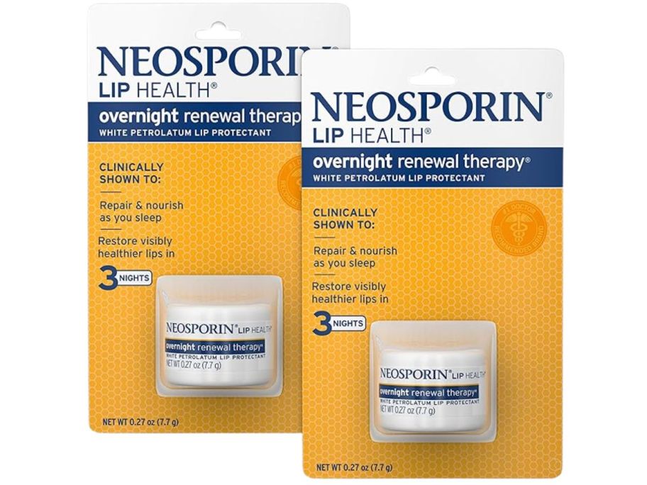 2 packs of Neosporin Lip Health Overnight Renewal Therapy Petrolatum Lip Protectant