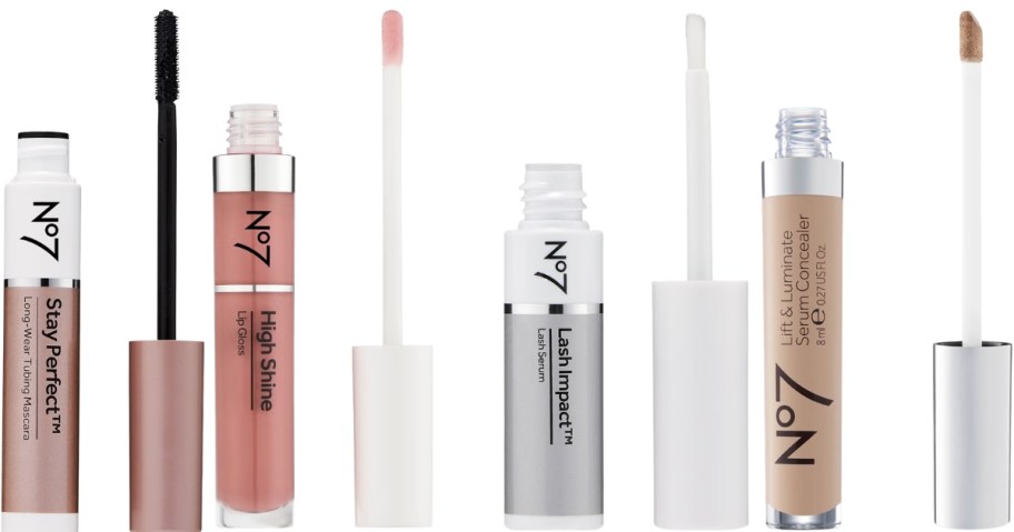 four No7 Beauty makeup items
