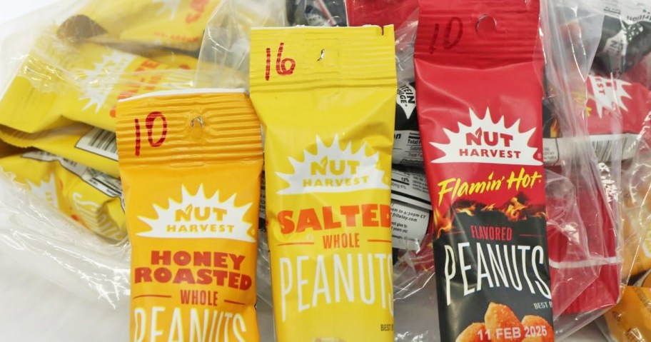 3 bags of Nut Harvest Peanuts in various flavors