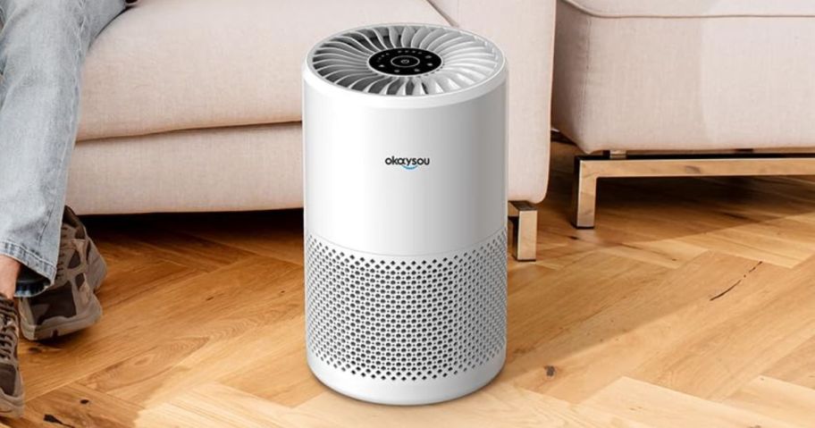 An Okaysou Air Purifier in a living room 