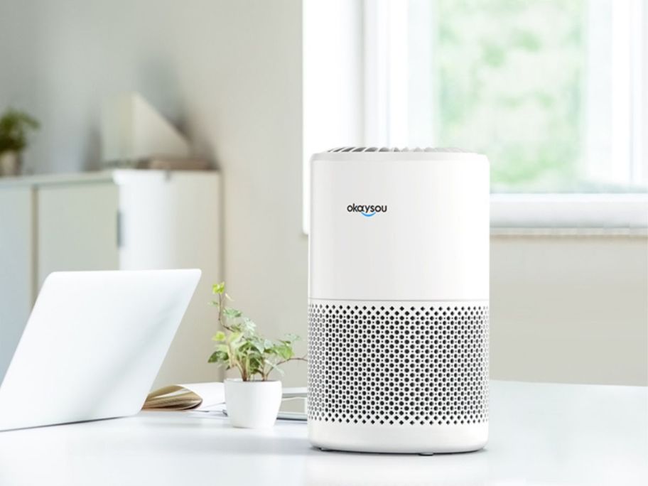 An Okaysou Air Purifier on a counter