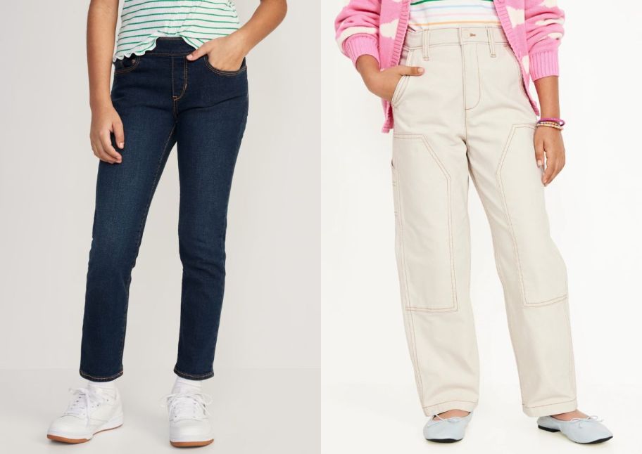 two girls wearing old navy jeans and pants