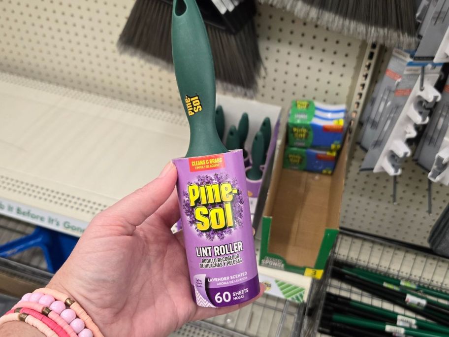 Pine-Sol Lint Roller in hand in store