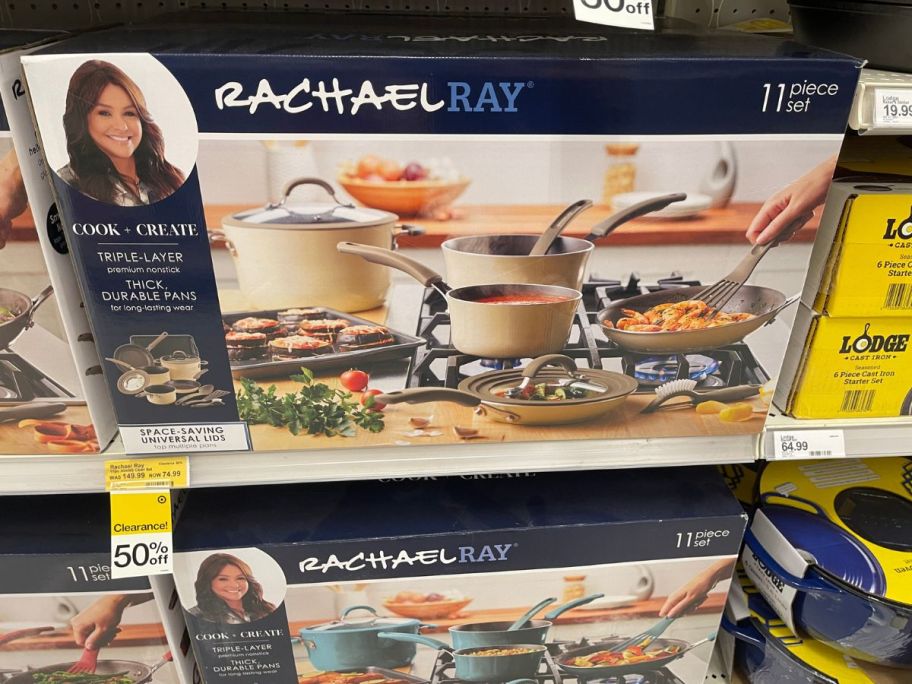 Rachael Ray Cook + Create 11-Piece Aluminum Nonstick Cookware Set in box in store