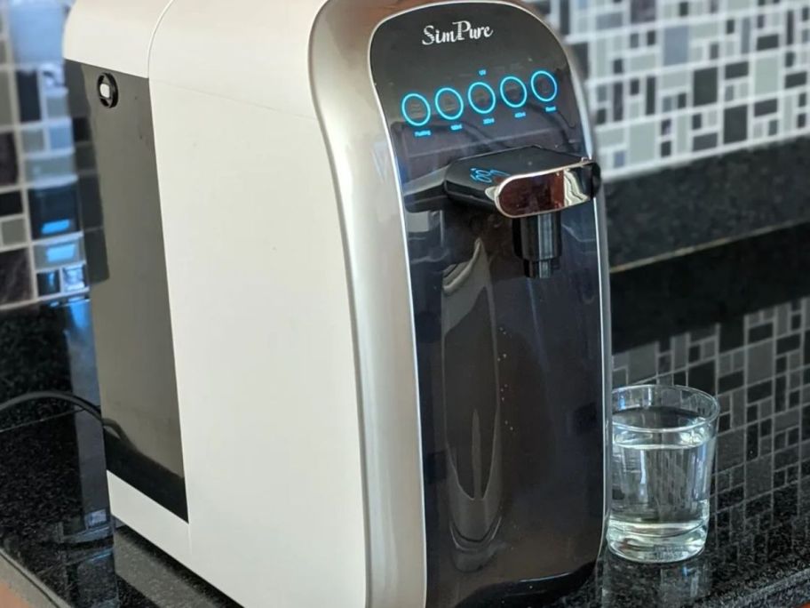 SimPure Reverse Osmosis Water Purifier on a counter