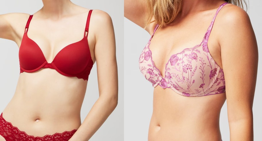 women in red and pink bras