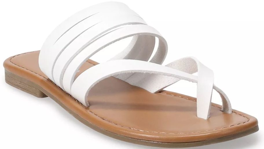 a white thong slide sandal