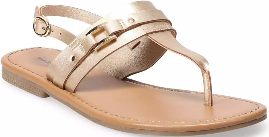 a gold thong sandal