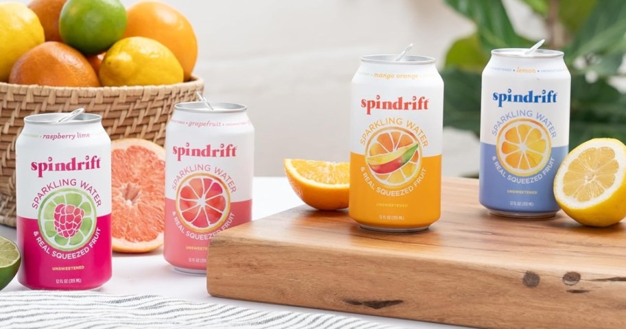 spindrift sparkling water variety pack on table