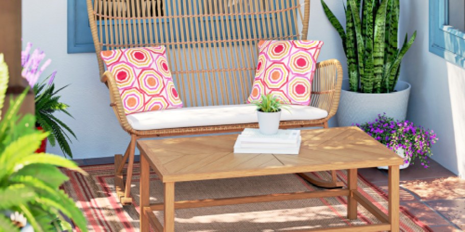 Up to 60% Off Lowe’s Patio Furniture | Rocking Wicker Loveseat ANDcCoffee Table Only $159 Shipped