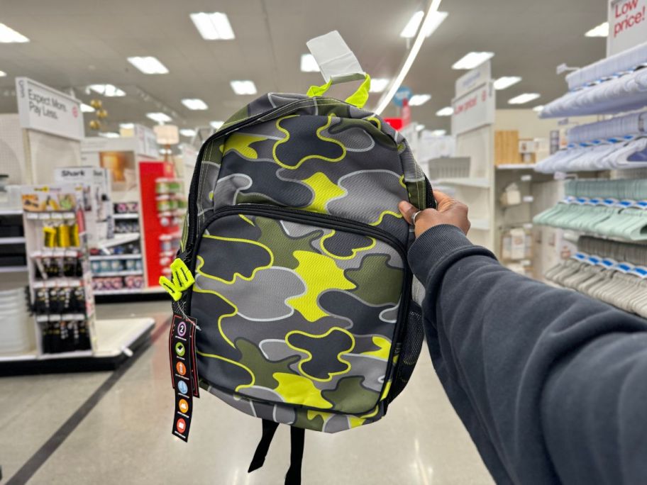 A backpack with a camo print 