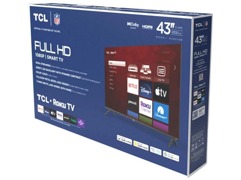 A TCL Roku TV 43 in a box