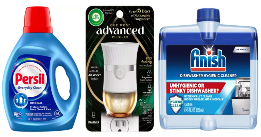 laundry detergent, air freshener and dishwasher cleaner