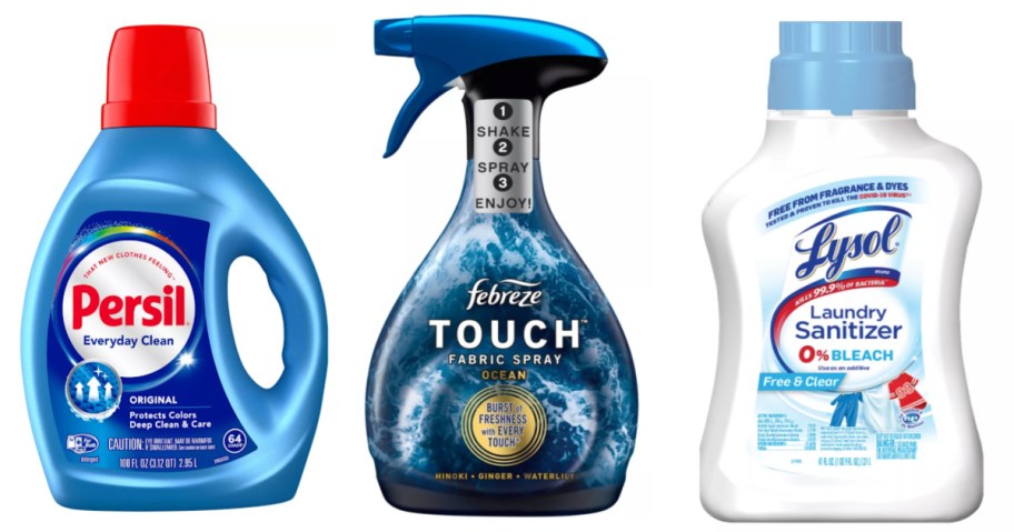 laundry detergent, room spray and sanitizer