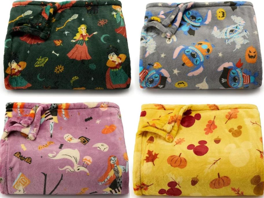 Stock images of four The Big One Disney Fall & Halloween Throws