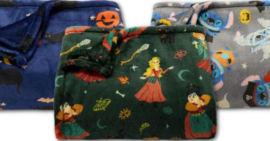 Stock Images of 3 Halloween Themed The Big One Throw Blankets