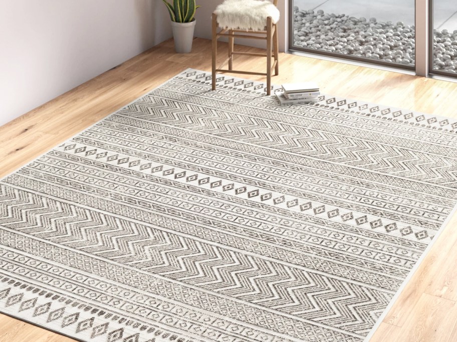black and white tribal print area rug