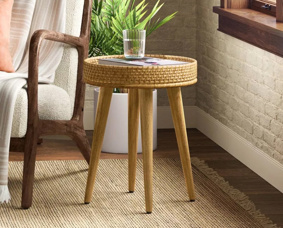 Threshold Round Natural Woven Accent Table