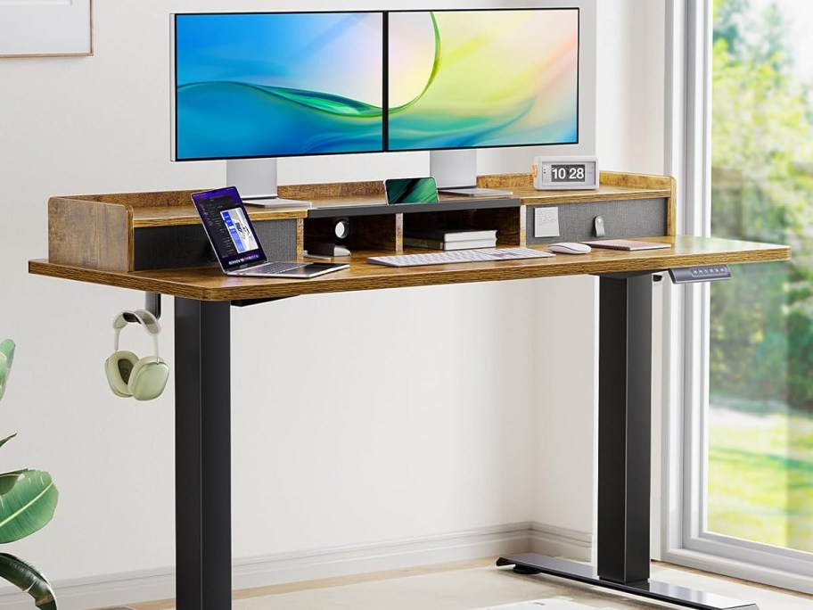 Totnz Electric Standing Desk with Dual Drawers