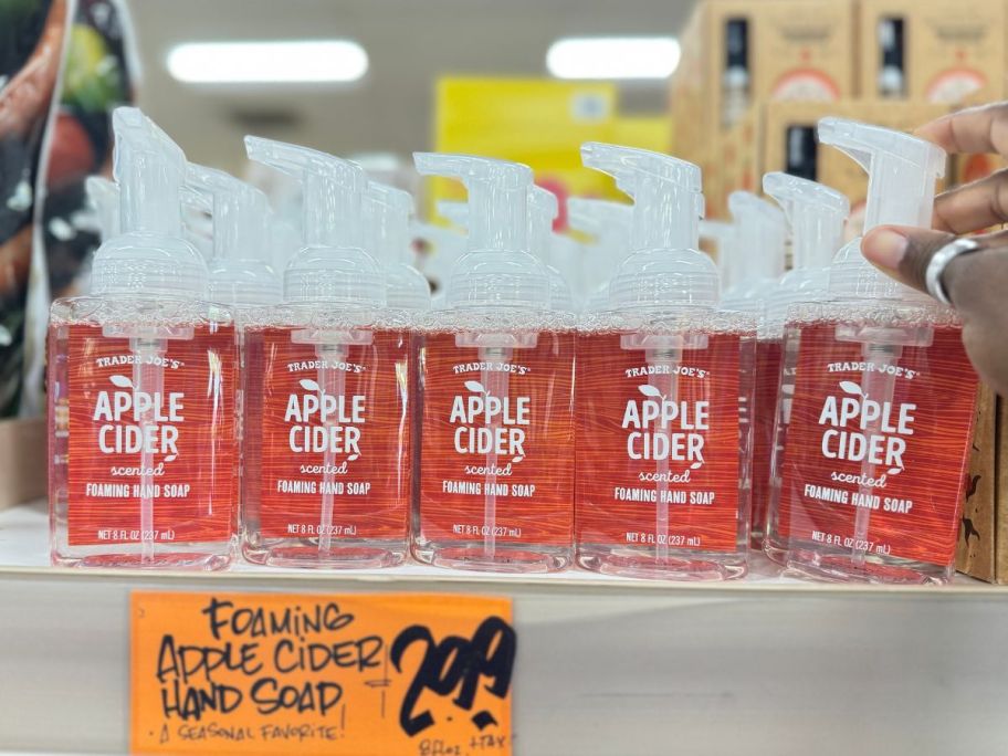 Trader Joe's Apple Cider Foaming Hand Soap on shelf in store