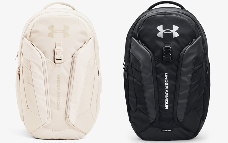 white and black under armour backpacks