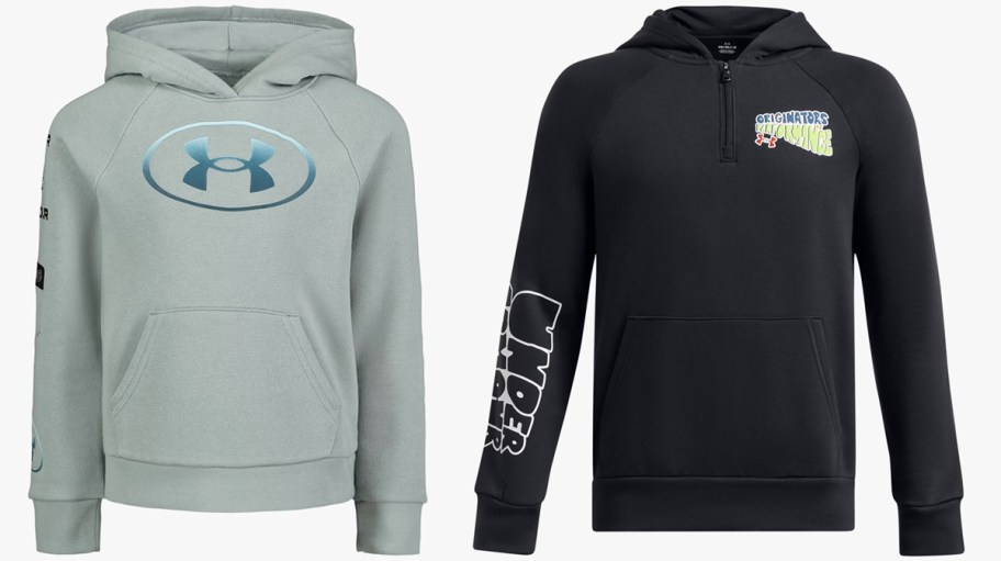 light green and black under armour hoodies