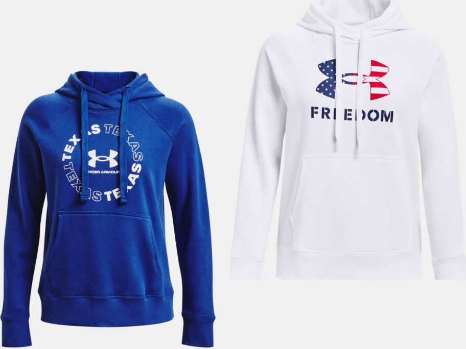 Stock images of two Under Armour Women's Hoodies