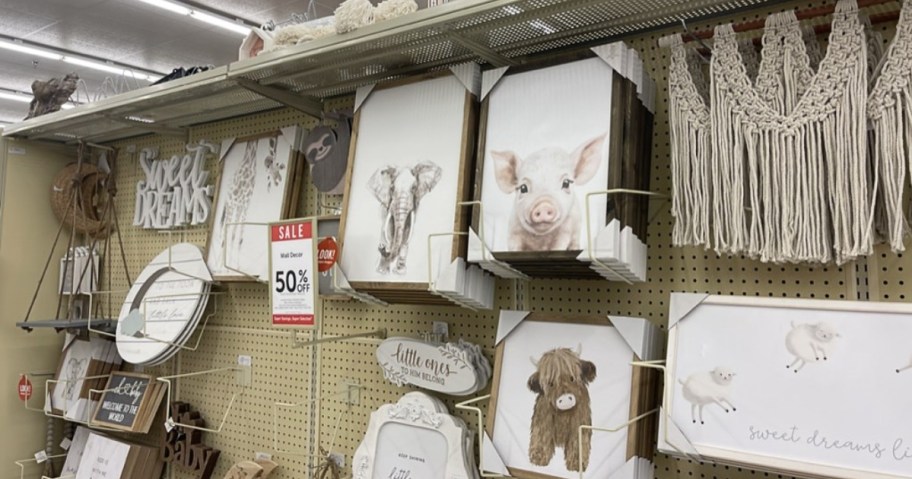 wall art on hobby lobby store shelf