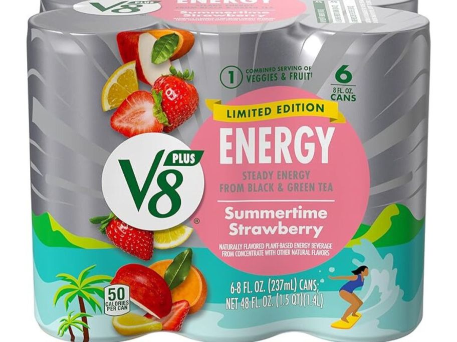 V8 +Energy Limited Edition Summertime Strawberry 8oz Can 6-Pack