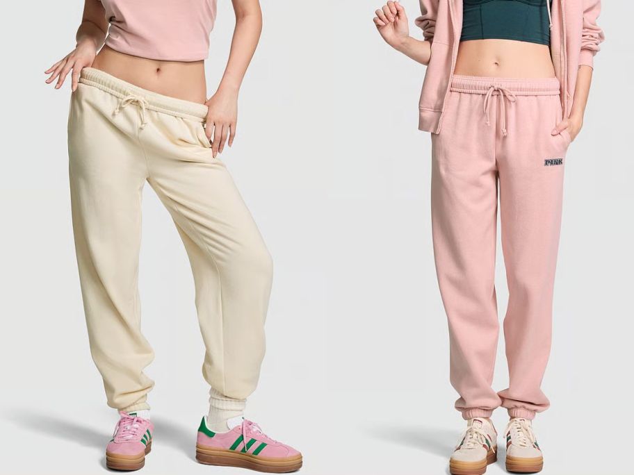 two women wearing Pink sweatpants