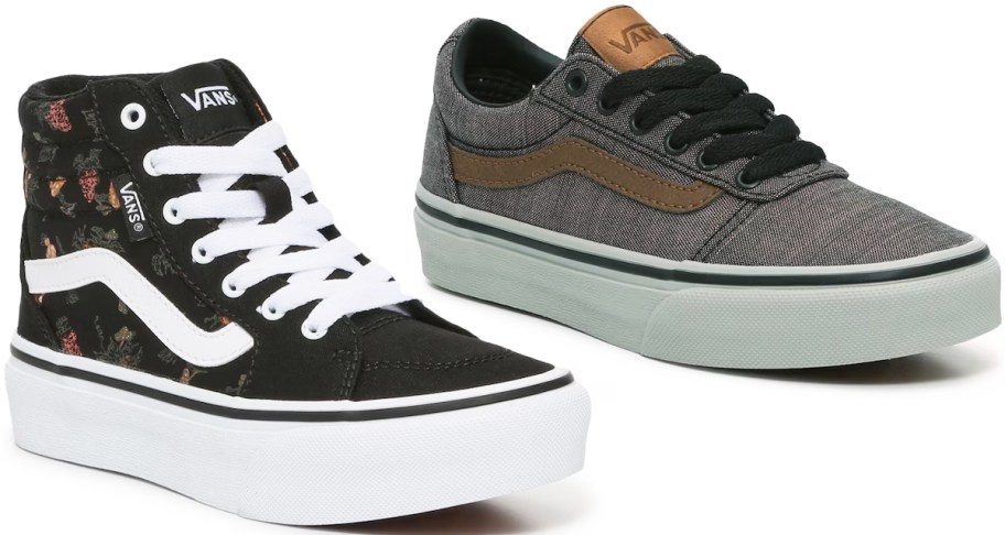 black and grey vans sneakers