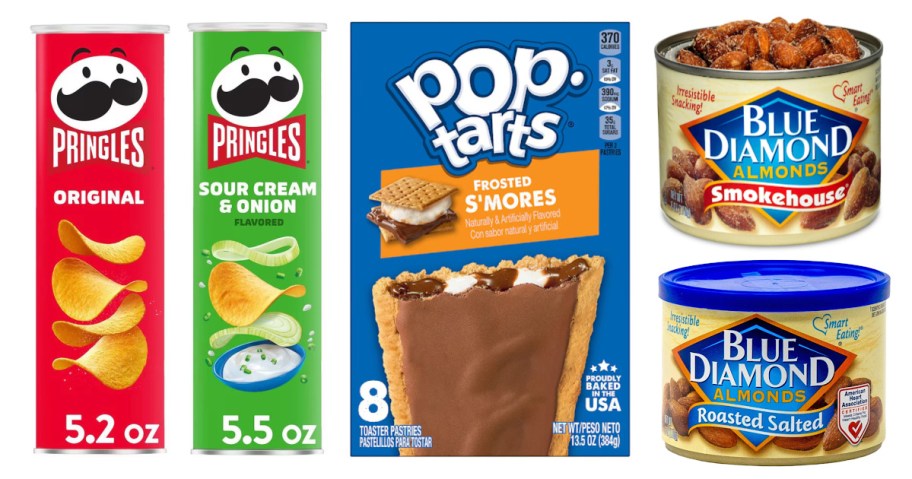 chips, pop-tarts and almonds