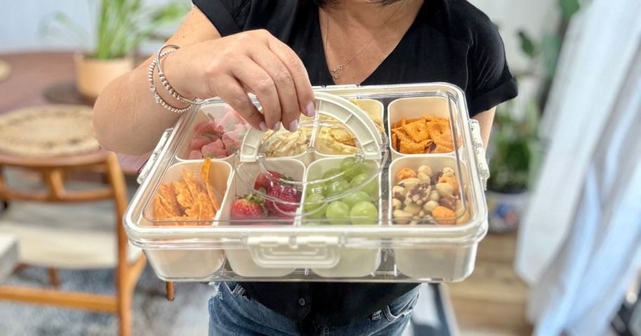 Divided Serving Tray w/ Lid & Handle Just $13.99 on Amazon | Perfect for Picnics & Road Trips