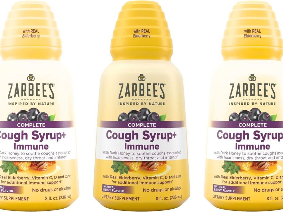 Zarbee's Adult Daytime Cough Syrup + Immune w/ Honey 8oz Bottle stock image