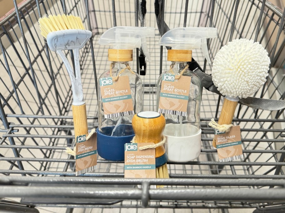 various kitchen tools in a shopping cart