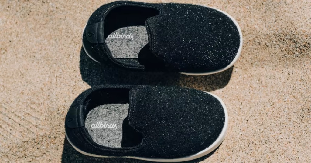 pair of black alllbirds kids shoes