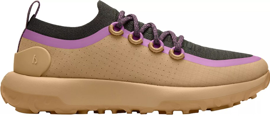 brown, black and purple allbirds shoe