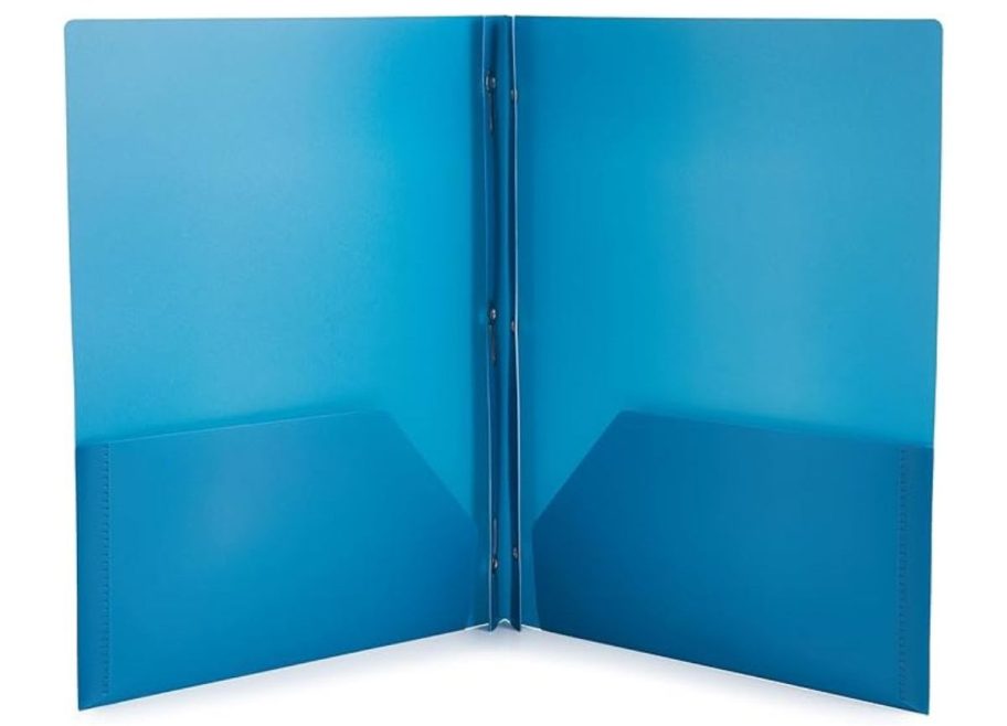 inside of Amazon Basics Heavy-Duty 2-Pocket Plastic Folder