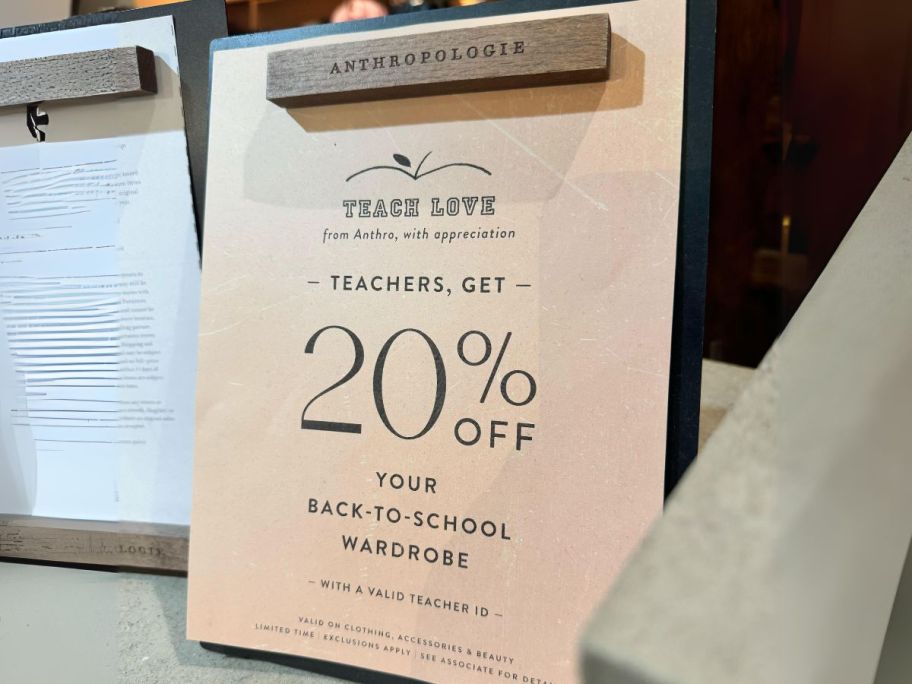 teachers discount sign in store