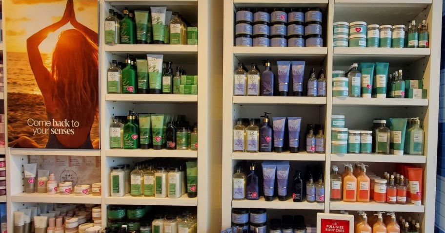 bath and body works products on display in store