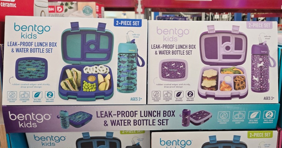 bentgo lunch box sets in blue and pink